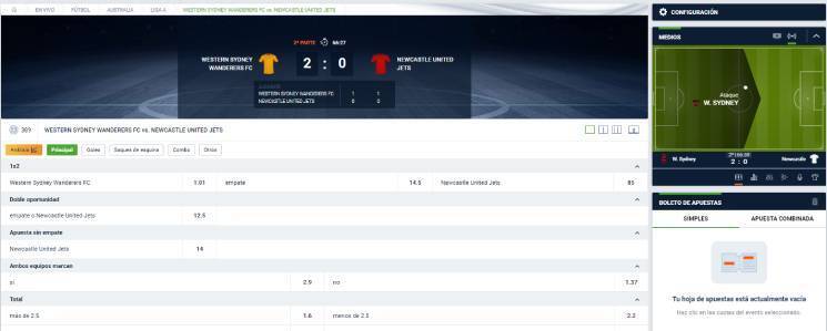 Apuestas en vivo en 20bet
